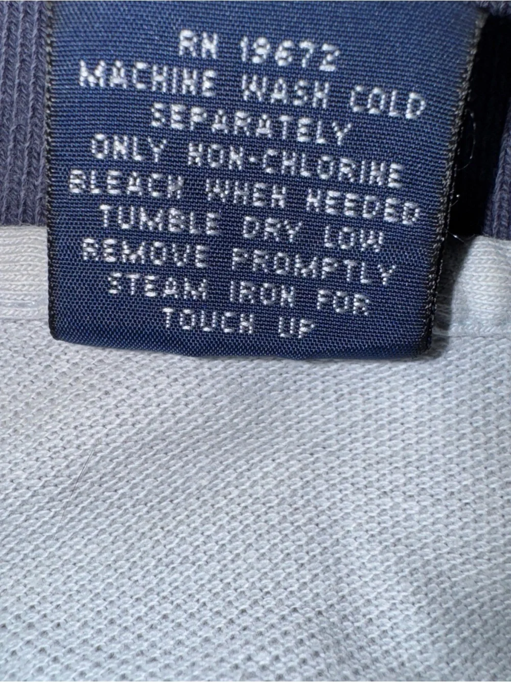 VTG Polo Ralph Lauren Shrunk XL/L Polo Shirt Navy Blue Striped Cotton Preppy 70s